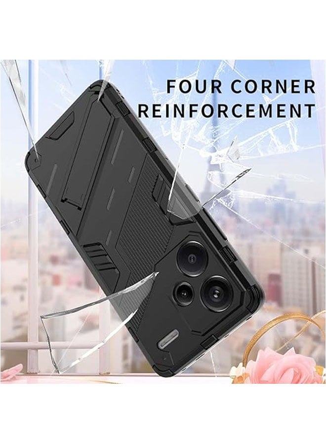 Xiaomi Redmi Note 13 Pro Plus 5G (Pro+) Case, Soft Silicone and Hard PC Shock Resistant Case, Phone Case with Foldable Stand, Non-Slip and Armor Design - Image 3
